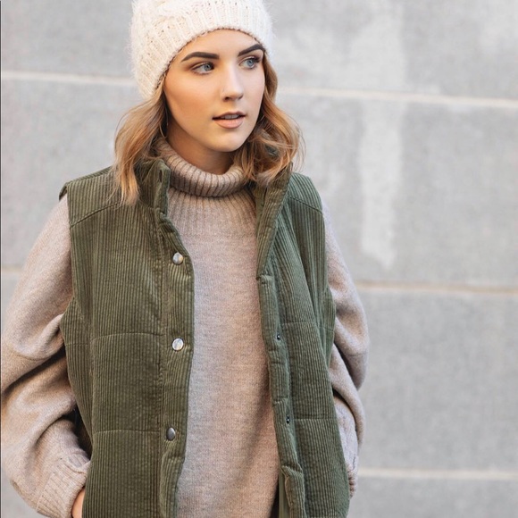 Peach Love California Jackets & Blazers - Peach Love Corduroy Puffer Vest